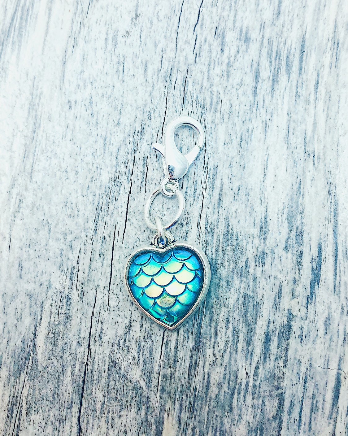 Mermaid Scales Heart Progress Keeper, Knitting Crochet Charm