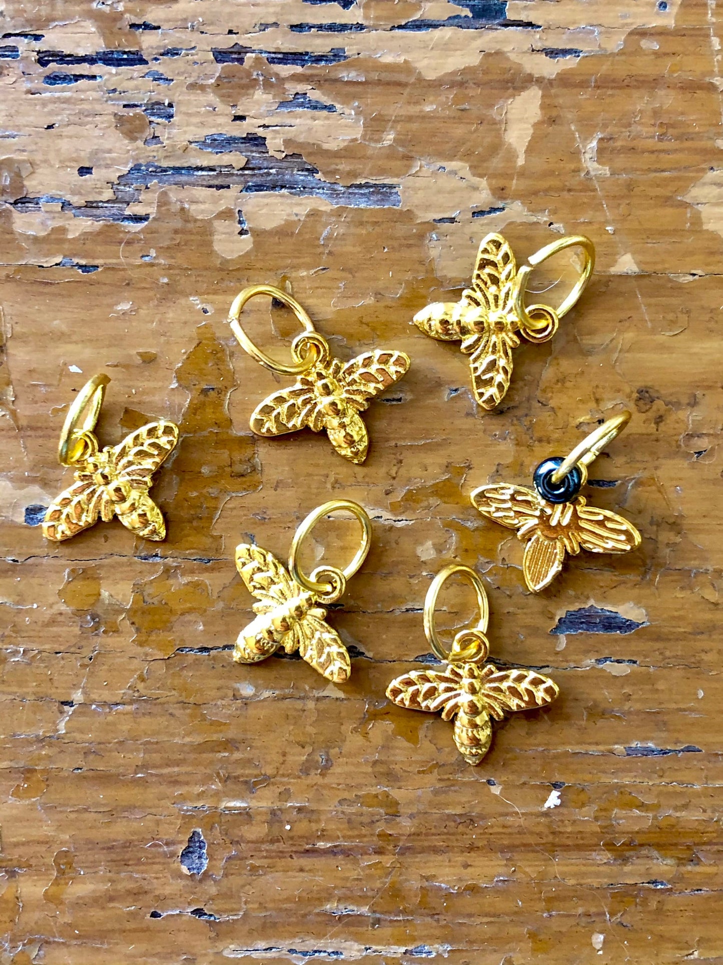 Gold Honey Bee Snagfree Stitch Markers, Knitting Progress Keepers