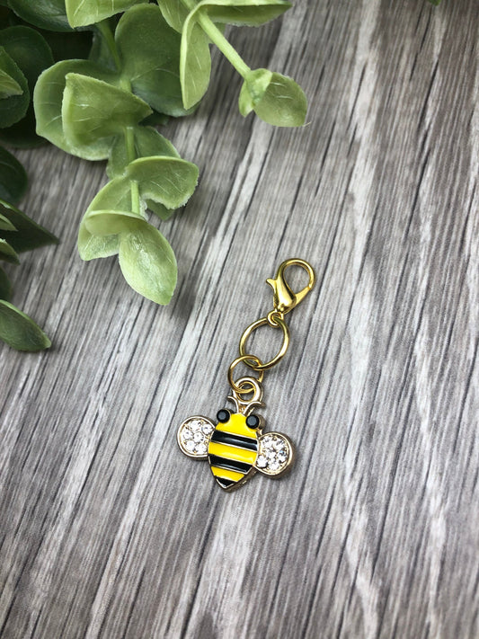 Bumblebee Stitch Marker, Gold Lobster Clasp, Knitting Progress Keeper