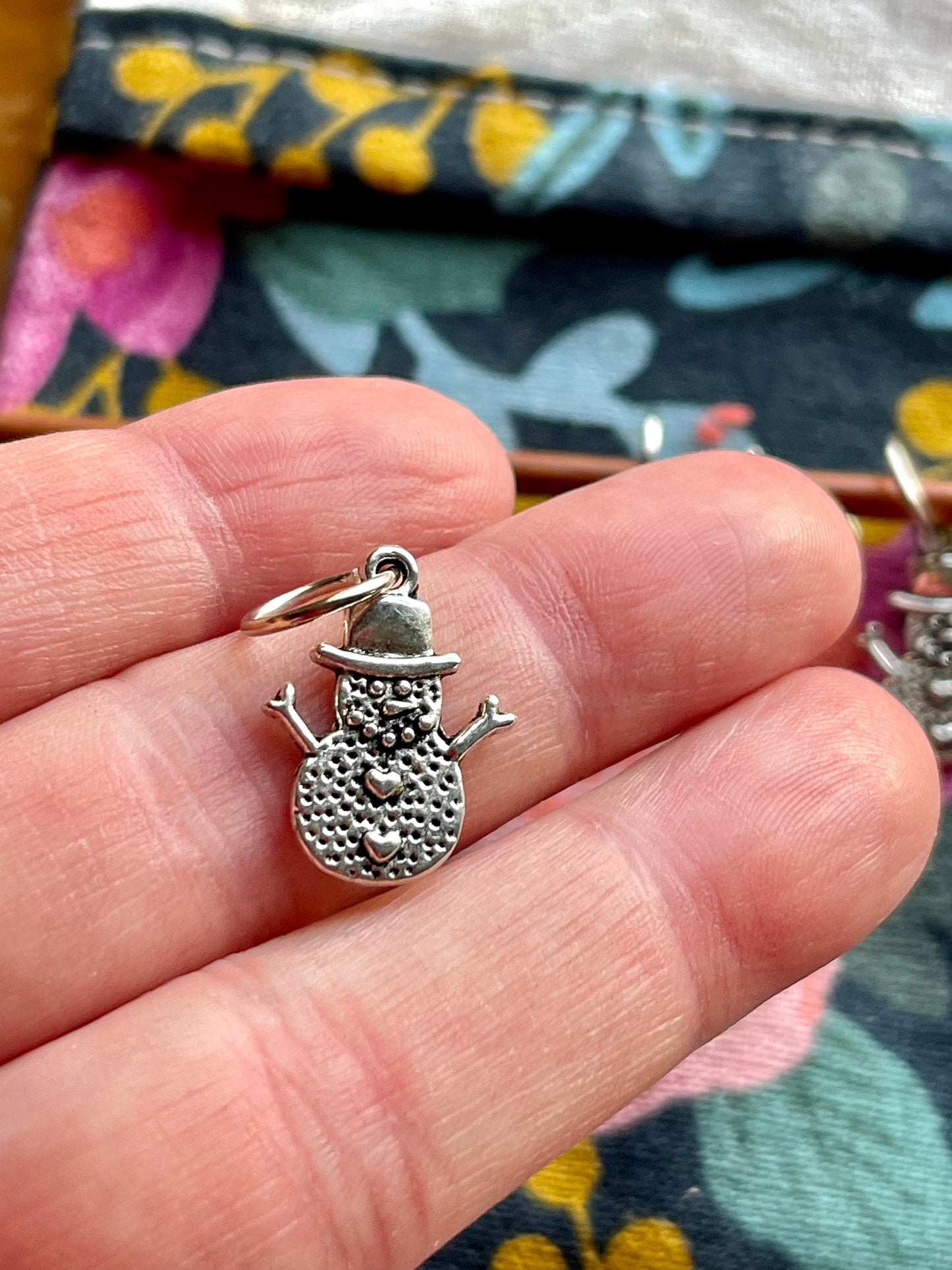 Snowmen Snag Free Stitch Markers, Christmas Knitting Charms