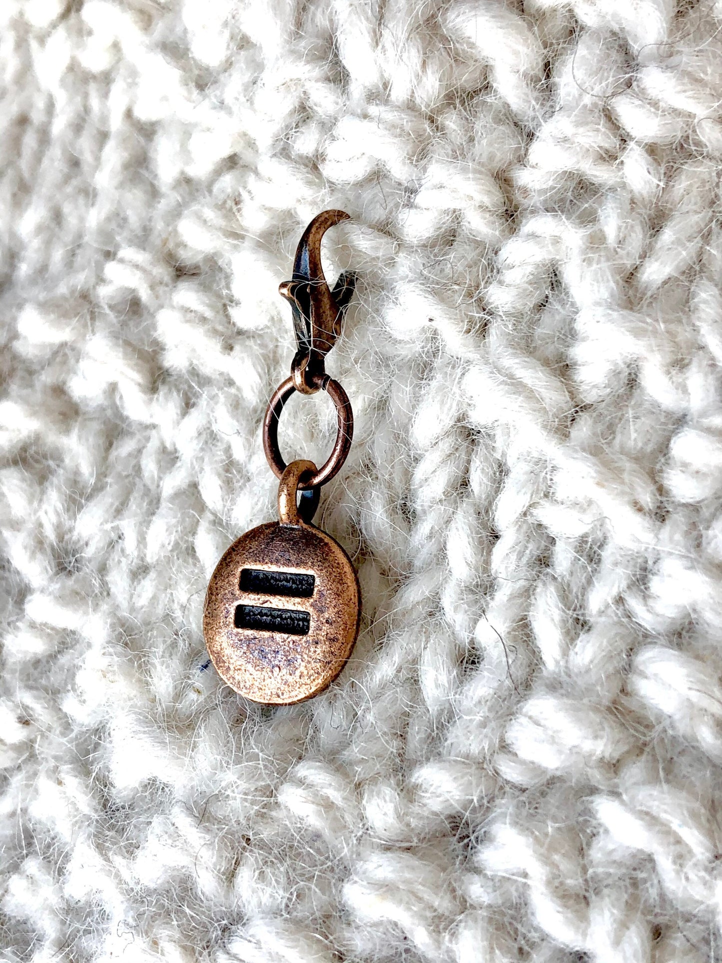 Equality Sign Charm, TierraCast Antique Copper Progress Keeper, LGBTQ Pride Zipper Pull